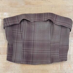With Jean Plaid Strapless Corset Top